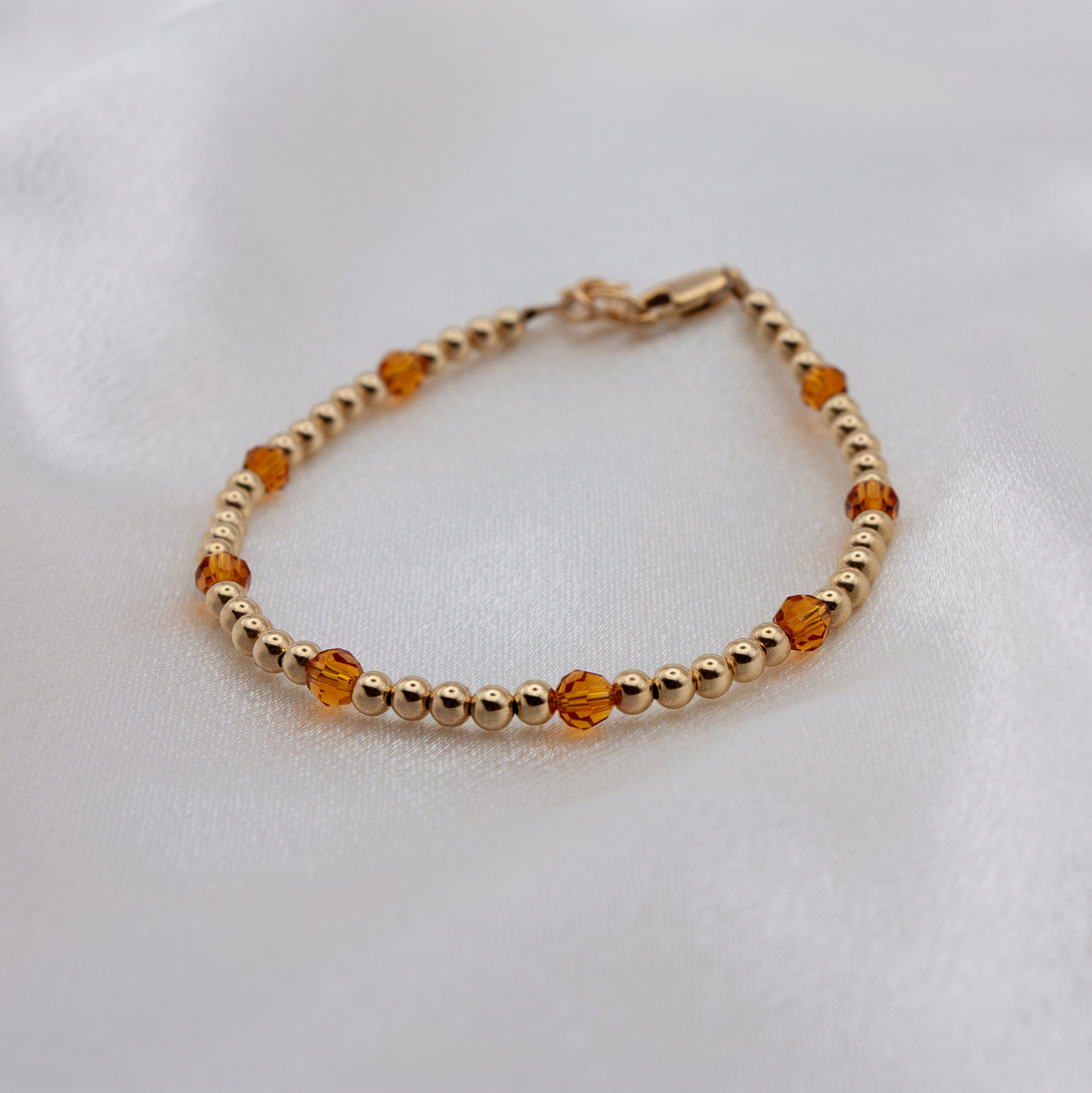 November Birth Stone Bracelet | Gold + Crystal Beads